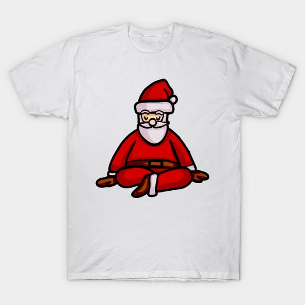 Santa Doing Yoga Christmas Matching T-Shirt by KsuAnn